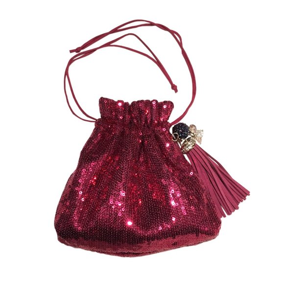Sequin Pouch Bag with Matching Tassel - Picture 3 of 4